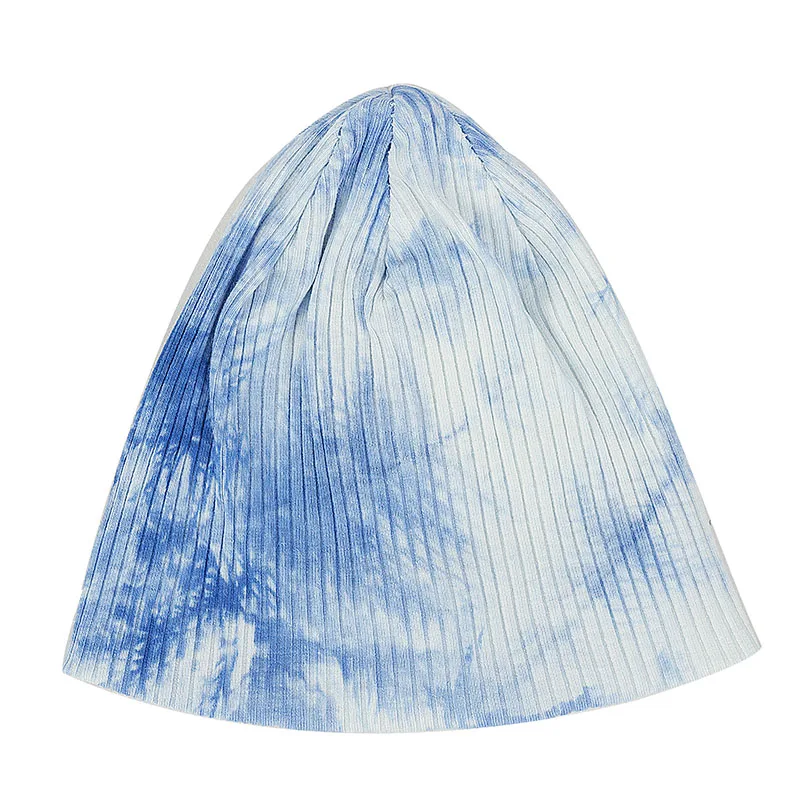 Blue White-M Geebro/Милая хлопковая шапка для новорожденного, теплый ребристый колпачок для красителя, вязаная шапка для малышей на зиму и осень - Цвет: Blue White-M