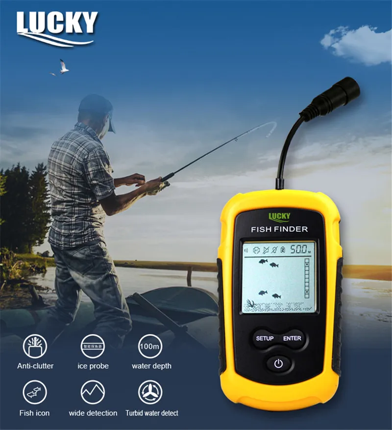 Lucky FF1108 1 портативный беспроводной рыболокатор сонар сигнализация эхолот 0 7 100 м