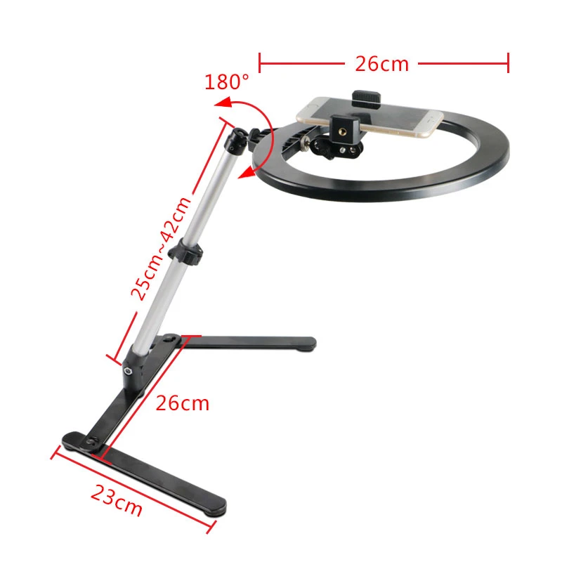26cm photography lighting phone ringlight tripod stand photo led selfie remote fill ring light lamp video youtube live cook free global shipping