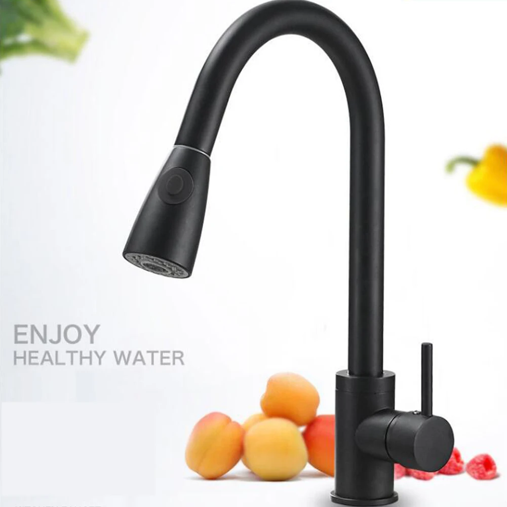 

Tap Handle Single Hole Mixer Swivel Kitchen Faucet Sink Brushed Nickel Pull Out Stainless Steel Durable Sprayer Home Stream