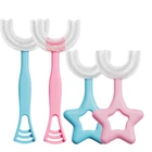 Новинка, популярная детская зубная щетка для рота, детская зубная щетка для ухода за полостью рта, удобная и простая силиконовая детская зубная щетка U-образной формы