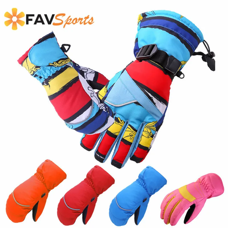 Профессиональные детские зимние теплые лыжные перчатки для мальчиков и девочек