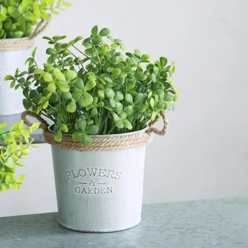 Цветочные горшки в пасторальном стиле Оловянное цветочное ведро украшение