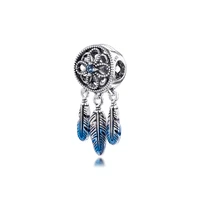 blue dreamcatcher charm best friend charms for jewelry making plata 925 original bracelets fashion female jewelry