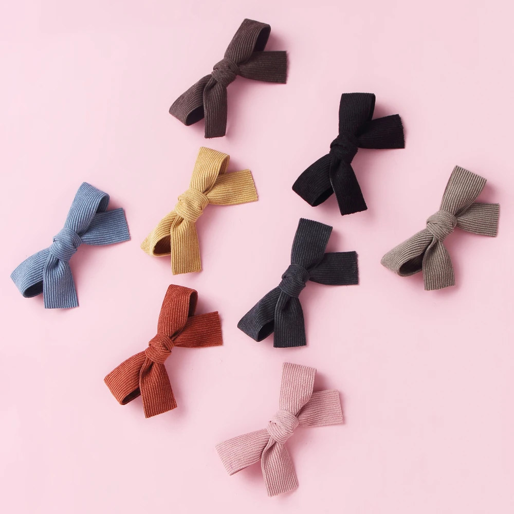 8 шт. милые однотонные вельветовые детские заколки для волос маленьких девочек
