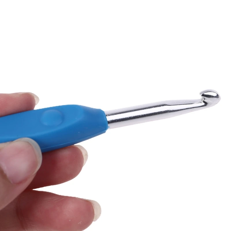 

10pcs Metal Crochet Hook TPR Handle Knitting Needles Sweater Scarves Yarn Weave Loom Tool DIY Crafts E56C