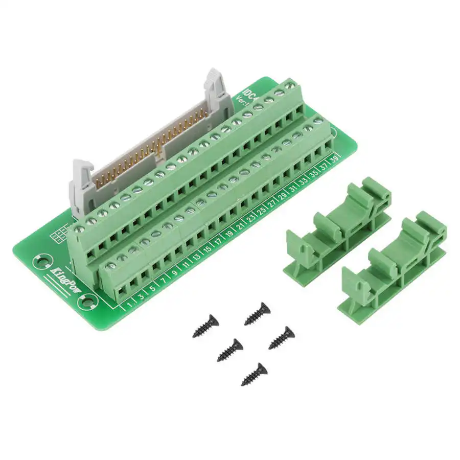 

Green 48V Screw Terminal Block Male Header Board Terminal Block Connector DIN Rail Mount PLC Interface with Bracket IDC40P