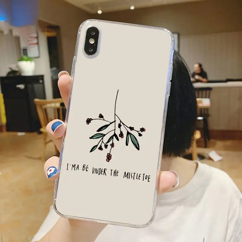 

christmas mistletoe Phone Case Transparent soft For iphone 5 5s 5c se 6 6s 7 8 11 12 plus mini x xs xr pro max
