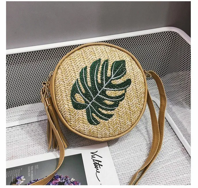 Лето Высокое качество сумки на плечо круглый Ротанговые соломенные Вьетнам