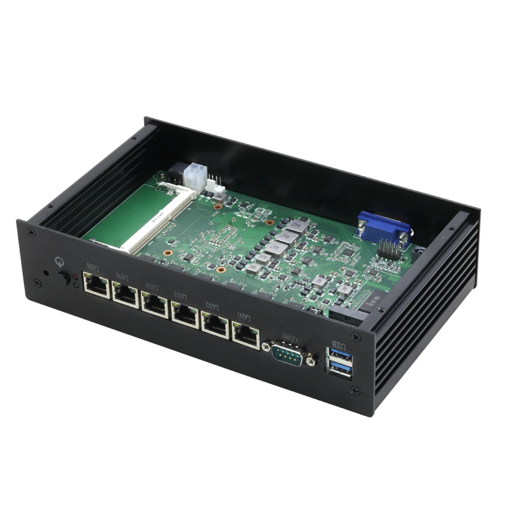 Intel Celeron 3955U 3855U i3 7100U мини-ПК брандмауэр маршрутизатор 6 LAN Intel 211AT NIC 2* USB3.0 VGA RS232 Pfsense AES-NI