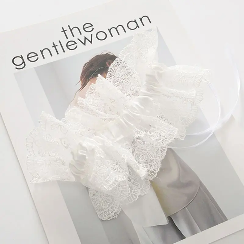 

195C Womens Sexy Ruffles Embroidery Floral Lace Thigh Garter Belt Rhinestone Ribbon Bowknot Wedding Bride Leg Ring Loop