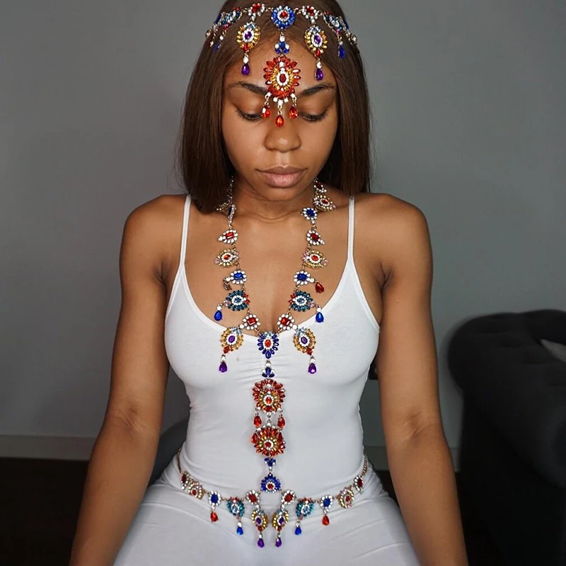 Женские богемные ожерелья с кристаллами модные красочные блестящими камнями