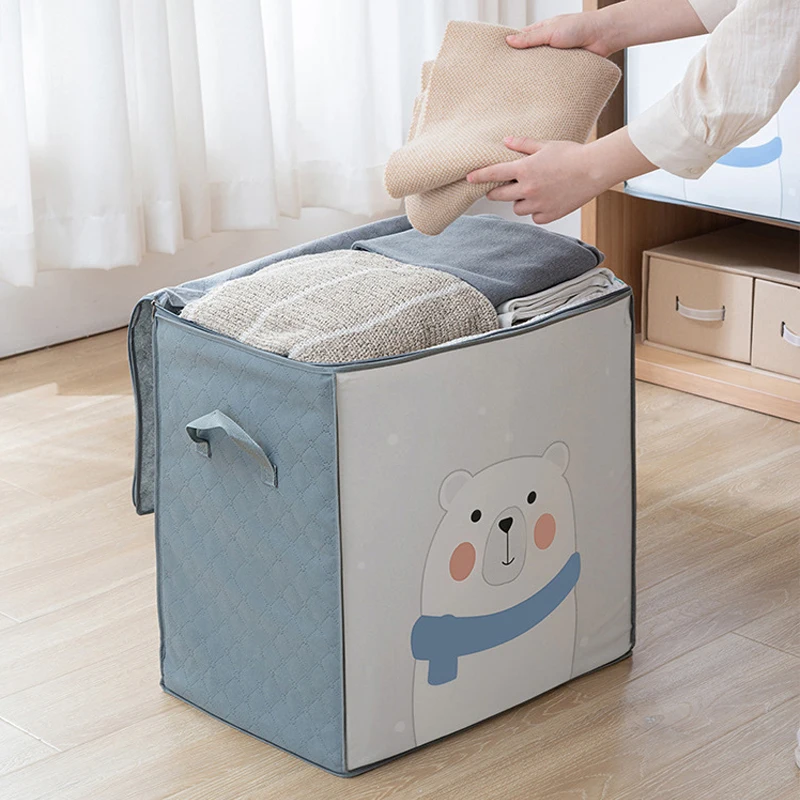 

Foldable Clothes Storage Bag Cartoon Closet Organizer Home Dustproof Bags Pillow Quilt Blanket Storage Bag Under Bed Sorting Bag
