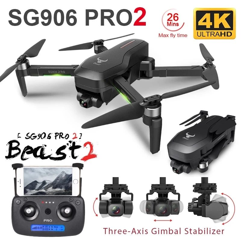 Профессиональный Дрон ZLLRC SG906 MAX PRO 2 с 3-осевой шарнирной камерой 4K HD GPS 5G WiFi FPV