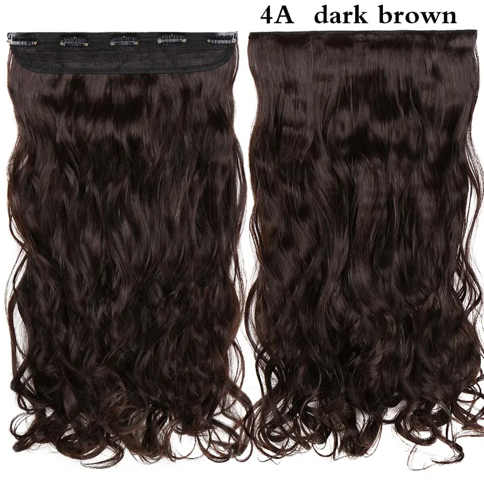 dark brown SNOILITE 17/24/27/2" 5 зажимов в целости и сохранности Наращивание волос Синтетические длинные волнистые волосы добавочном номере телефоне 3/4 для наращивания на всю голову цельнокроеное платье, парик, заколки, заколки для волос, трессы, заколки - Цвет: dark brown