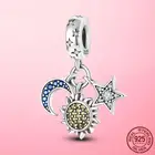 Лидер продаж 2022 серебро 925 пробы Луна солнце звезда Галактика Висячие шармы бусины подходят для женщин оригинальный браслет Pandora DIY ювелирные изделия