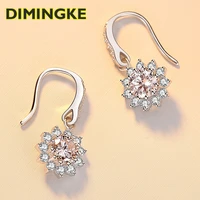 dimingke 0 51ct 6 5mm moissanite silver earrings woman s925 silver jewelry wedding party gift gra certificate