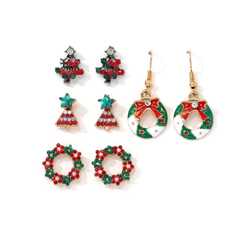 Новый рождественский Комплект сережек для женщин трендовые маленькие снежинки