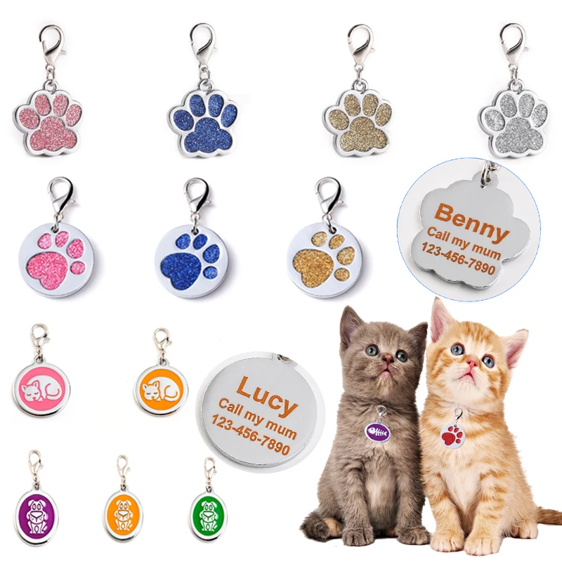 

Personalized Engraving Pet Dog Collar Accessories Personalized Cat Puppy ID Tag Stainless Steel Paw Name Tags Pendant Anti-lost