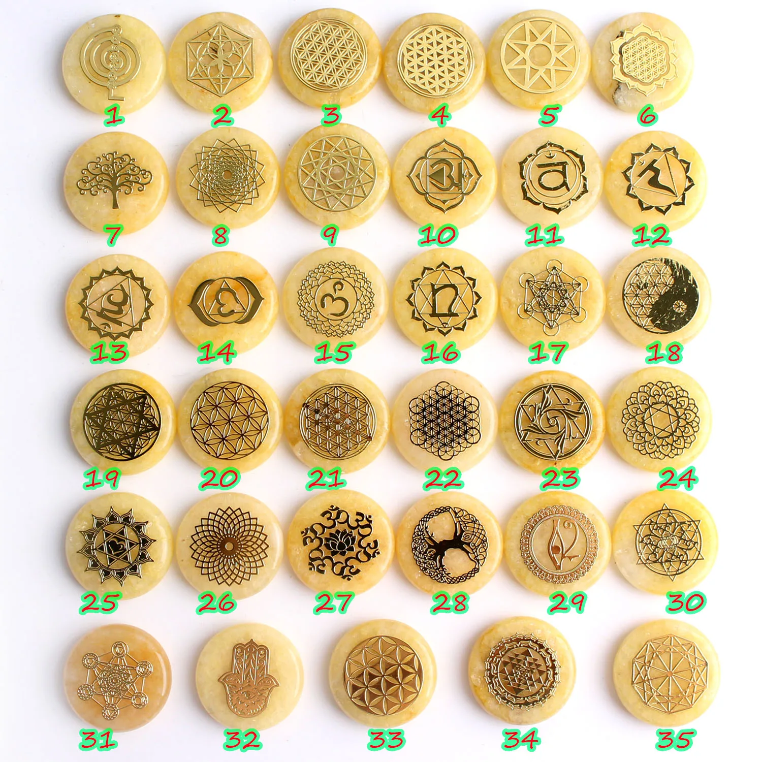 1 шт. натуральный желтый нефрит Круглый Кристалл ломтик с металлическим символом