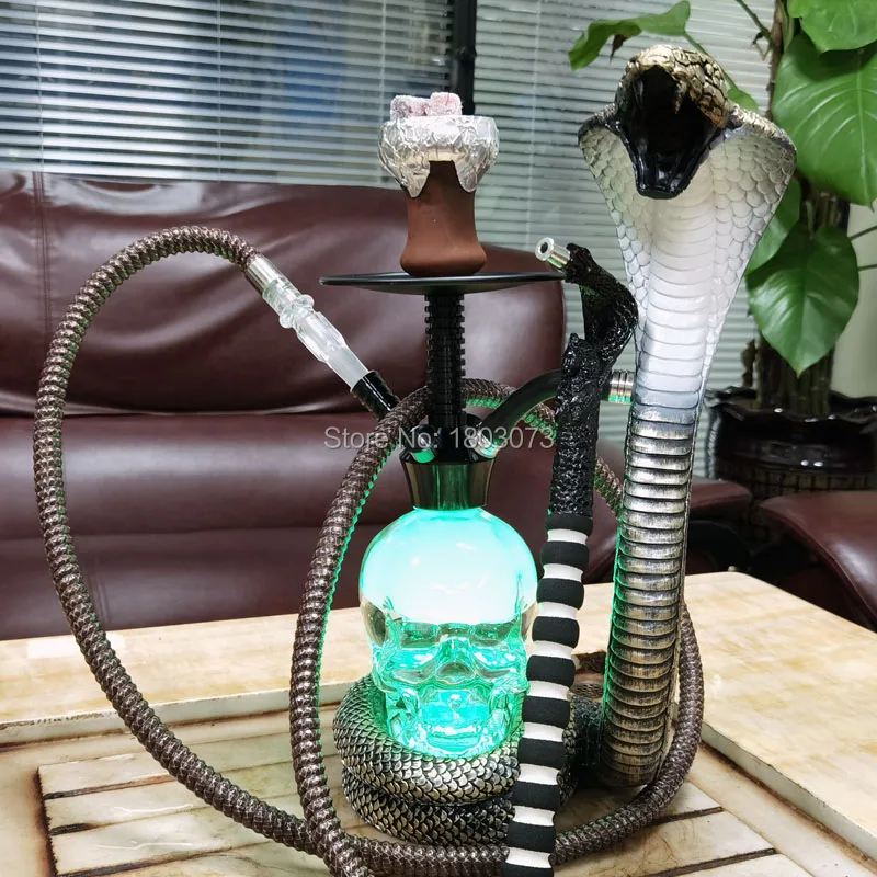 

*Snake hookah unique shisha big chicha skull shape hookah shisha glass pipe glass shishia with snake pipe
