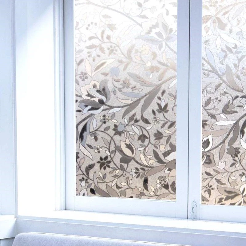 

Window Film Static Cling PVC Flower Pattern Private Explosion-Proof Frosted Decorative Glass Foil For Window Door Table Cabinet