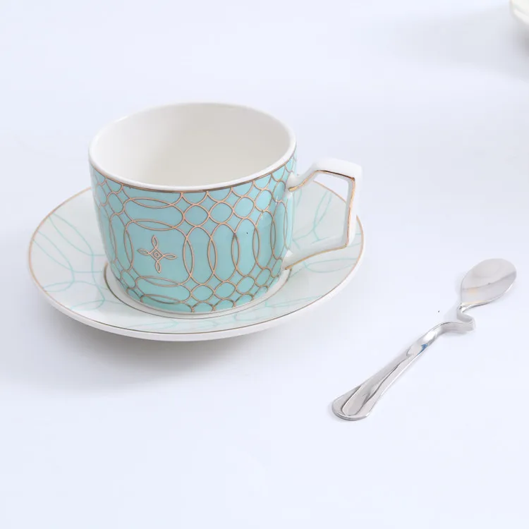 Кофейная чашка с геометрическим узором для эспрессо блюдо в британском стиле