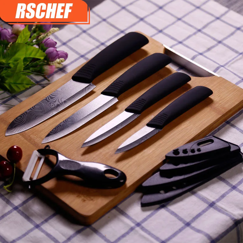 Набор кухонных ножей шеф повара из имитации дамасской вены|Наборы ножей| |