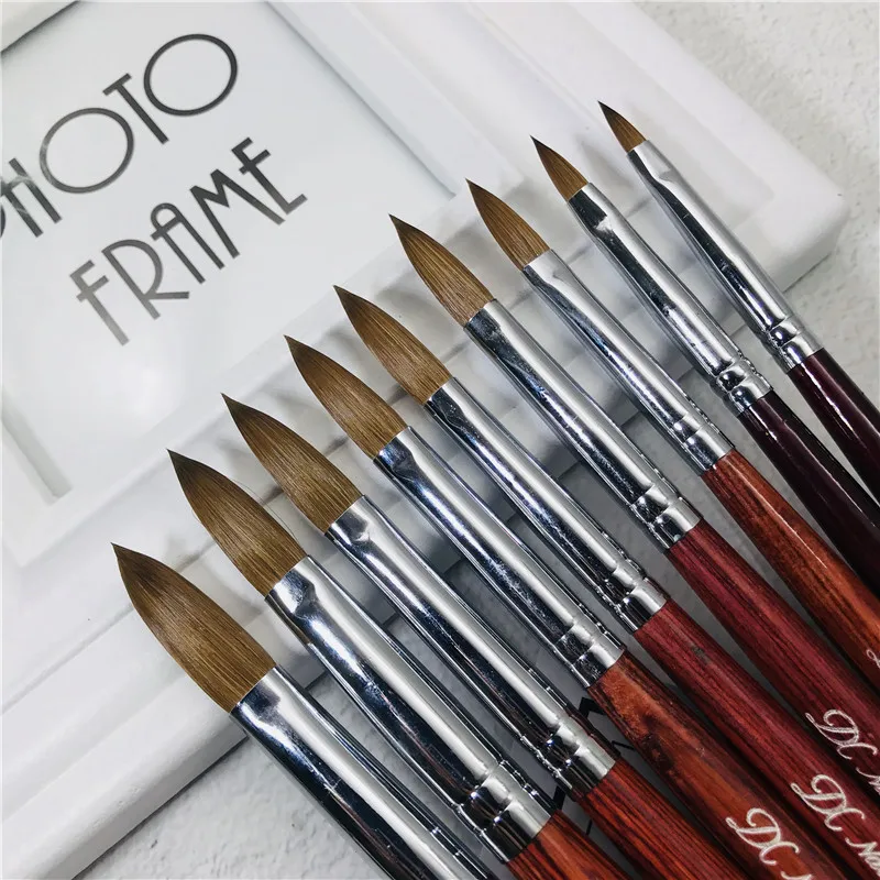 Kolinsky соболиная акриловая кисть для ногтей маникюра плоская деревянная ручка