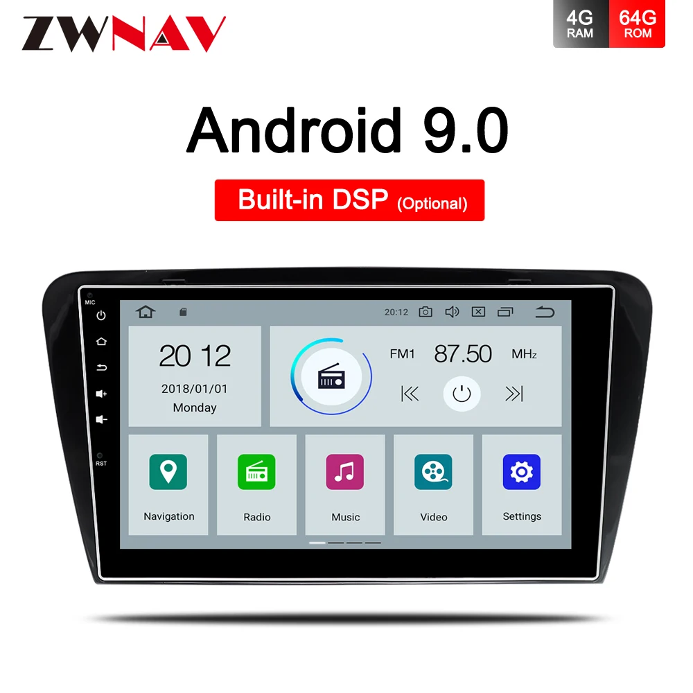 4 + 64 DSP автомобильный мультимедийный плеер 1 Din DVD Автомобильный Android 9 0 для Skoda/Octavia