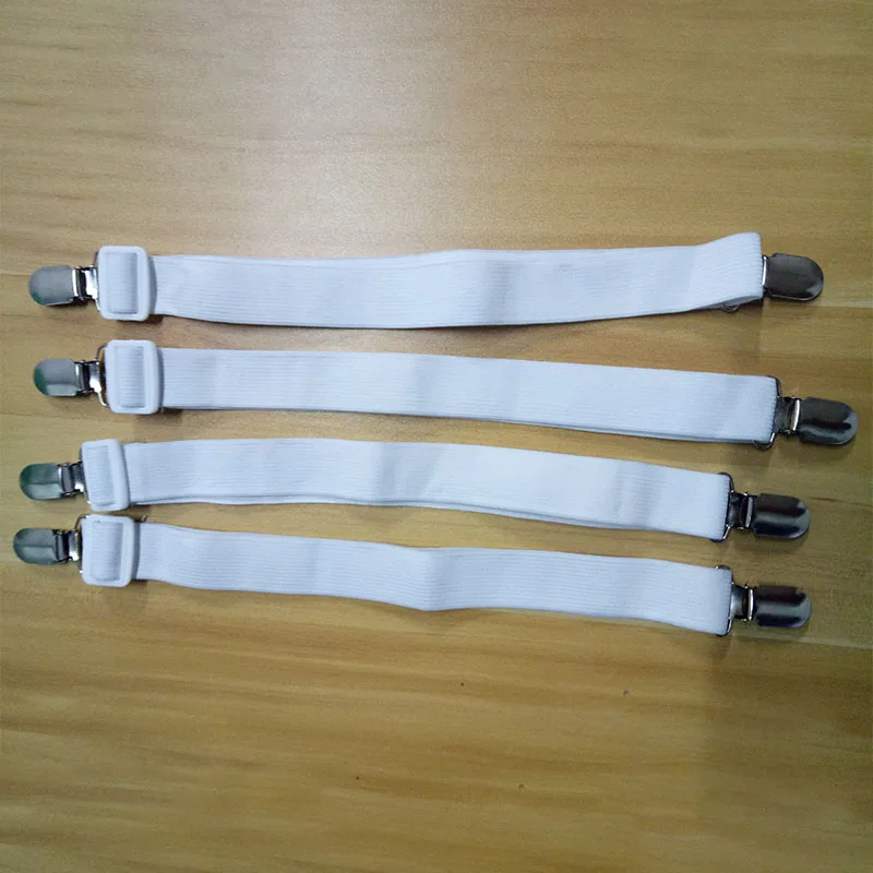 White 4pcs 4 шт. Регулируемый эластичный наматрасник угловой держатель зажим кровати застежки для простыни ремни зажимы для подтяжек шнур крюк петли застежки - Цвет: White 4pcs