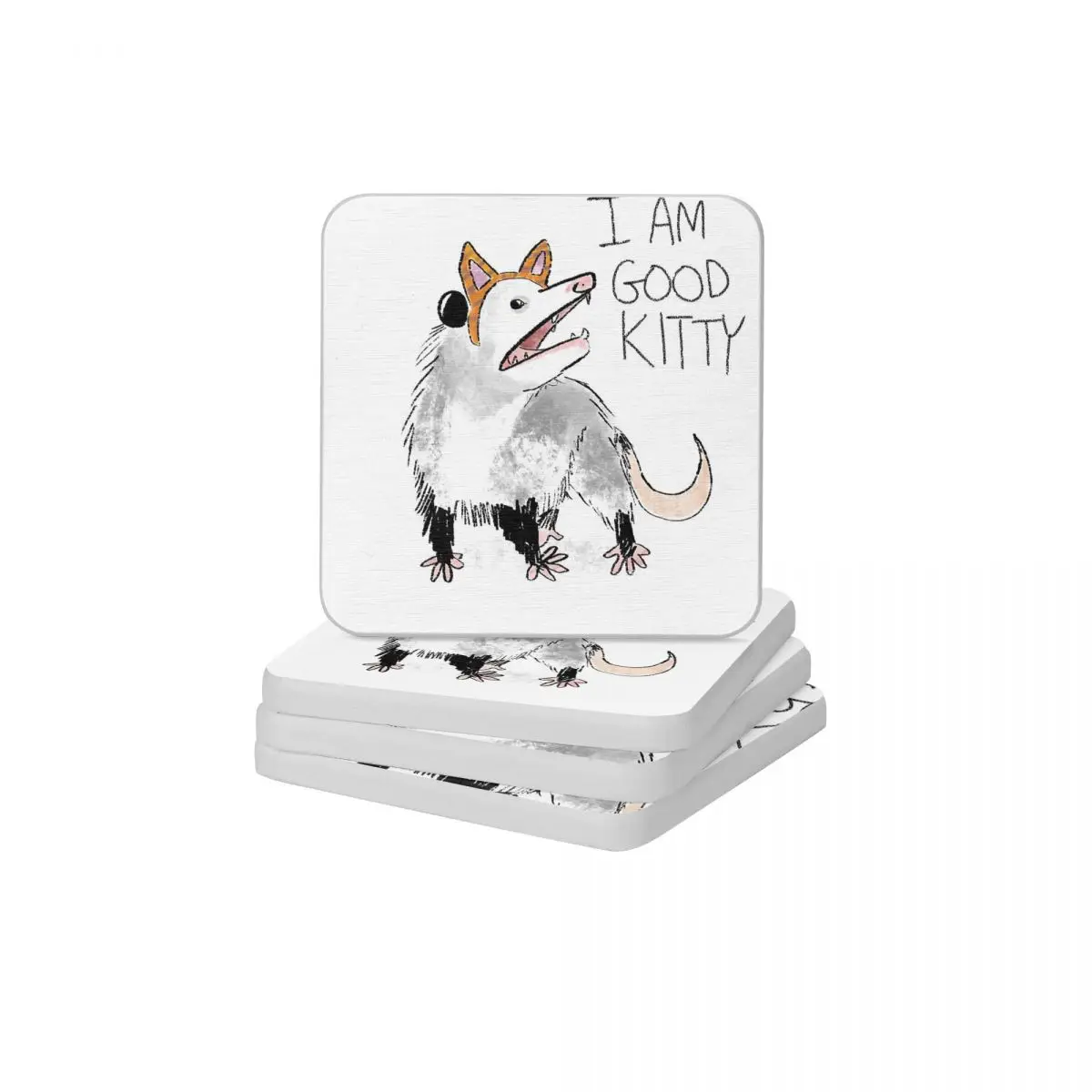 

I AM GOOD KITTY Design Diatomaceous Earth Square Round Coaster Anti-Scald Cup Bonsai Mat Soap Toothbrush Pad Wholesale 10x10cm