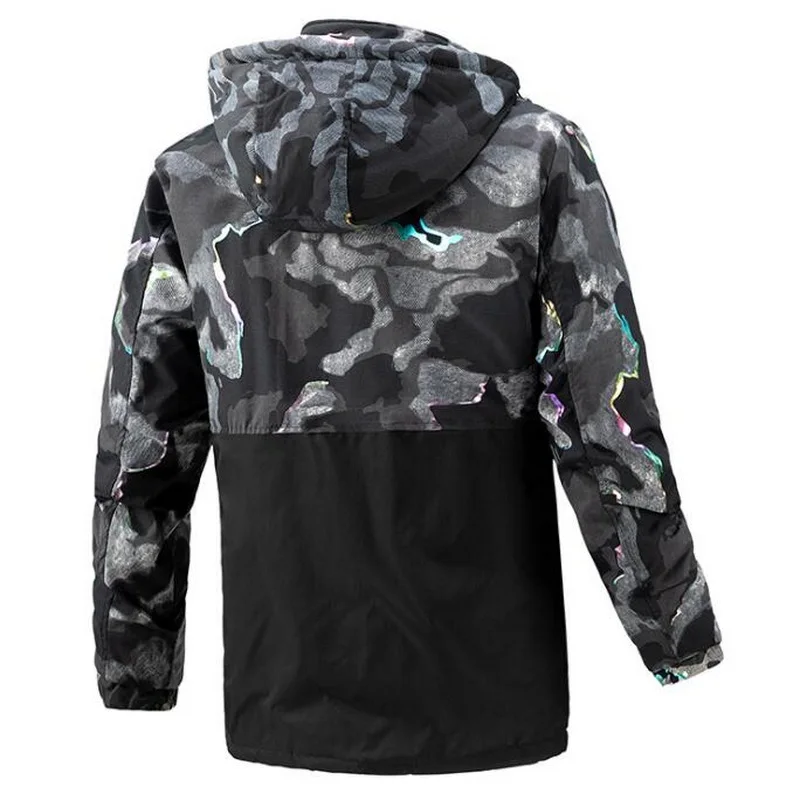 VXO Men's Parka Mid-Length Coat Graffiti Patchwork Camouflage Double-Sided Wear Jacket  Streetwear Winter Warm Outdoor Coat