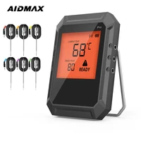 aidmax pro02 digital meat thermometer magnetic alarm food bbq thermometer for kitchen smoker grilling with 6 probes