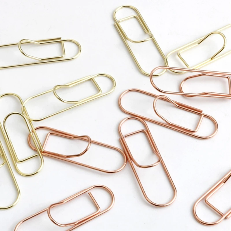 

20Pcs Creative Metal Simple Pen Clip 1.5mm Gold Shaped Pen Clip Paper Clip