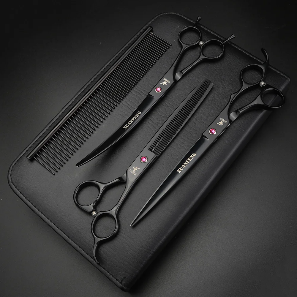 XUANFENG 8 Inch Hair Scissors Dog Grooming Cutting Shear Barber Tool Kit for Cat Animal Set with Bag Comb | Красота и здоровье