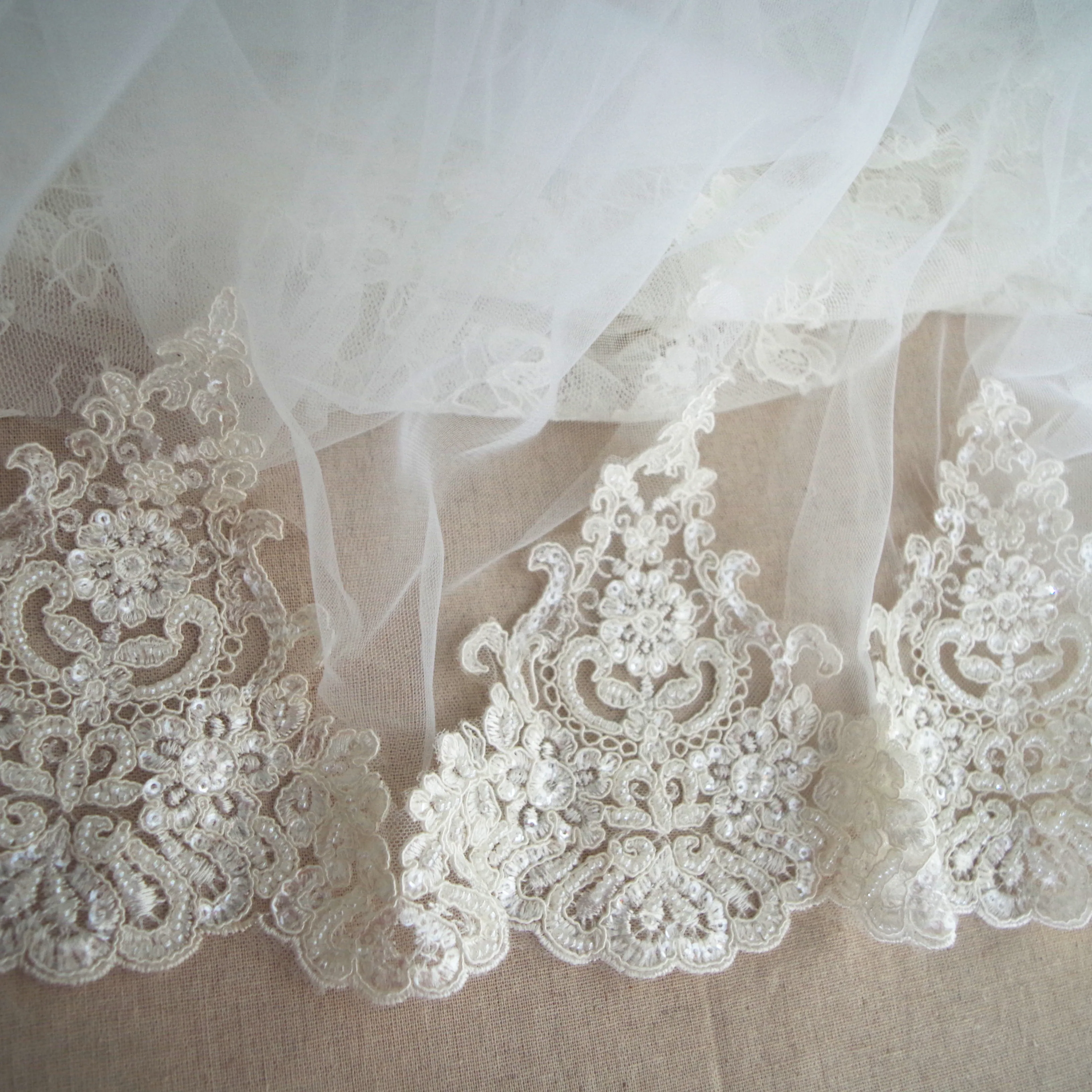

10yards ivory bridal lace trim, pearl bead lace trim, cord lace trim