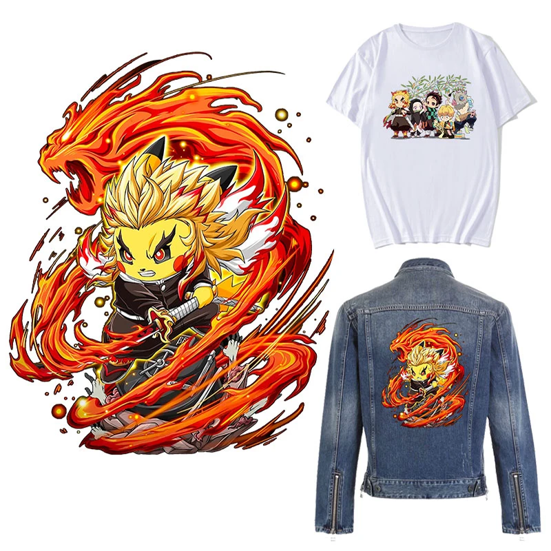 

Cool Dragon Demon Slayer Anime Heat Transfer For Clothes Patches Thermo Adhesive Iron On Clorhing Stickers DIY Parches Para Ropa