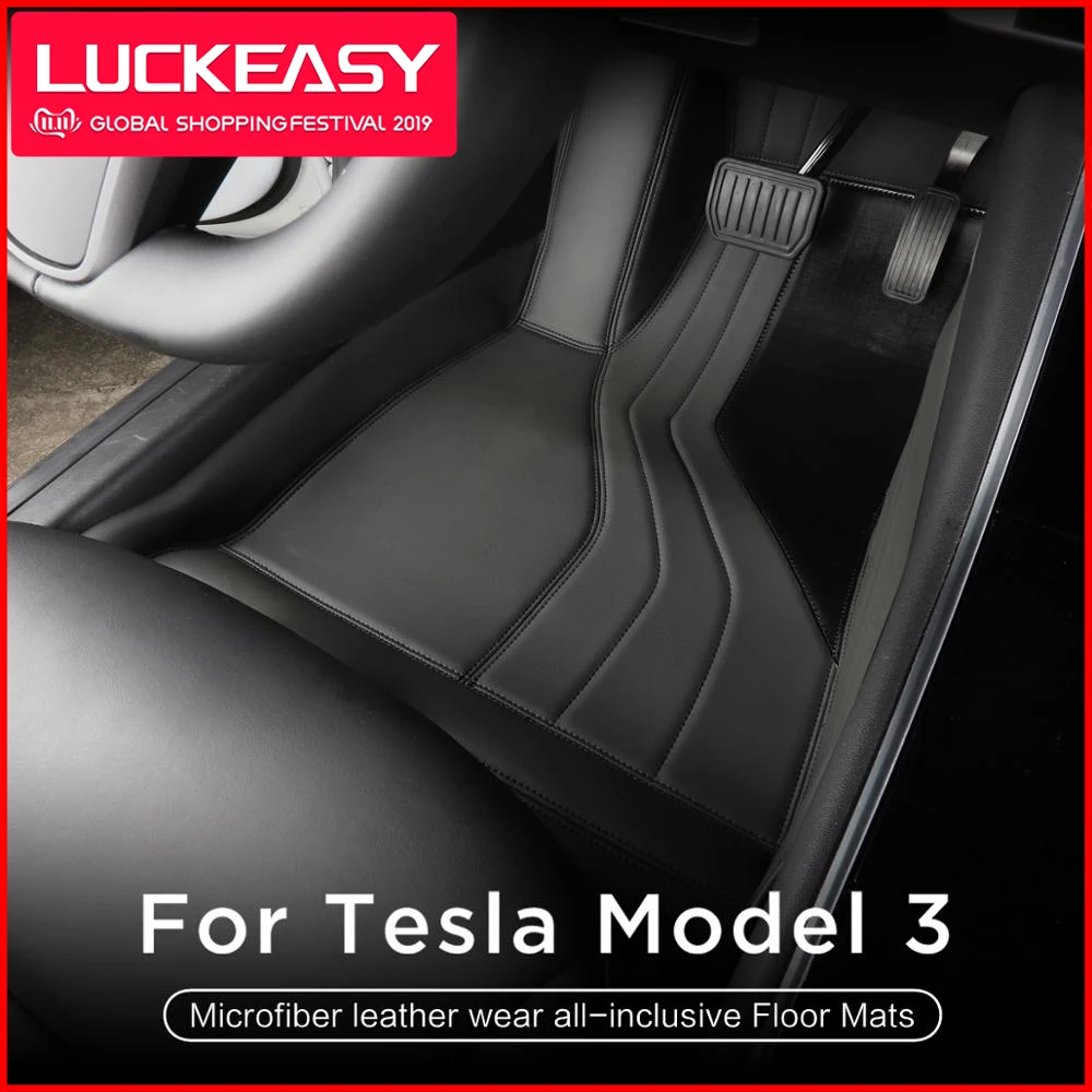 LUCKEASY для Tesla модель 3- автомобиль из микрофибры носить все включено коврики 3 шт./компл