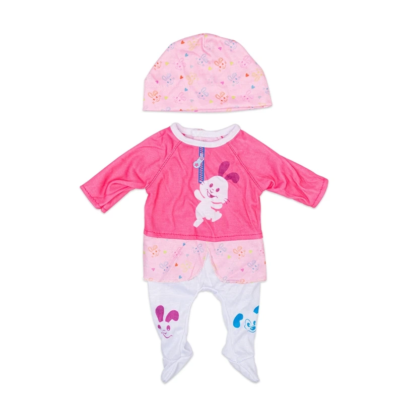 

2021 Baby New Born Fit 18 inch Doll Clothes Accessories Pink Bunny Hat One-piece Dress For Baby Birthday Gift