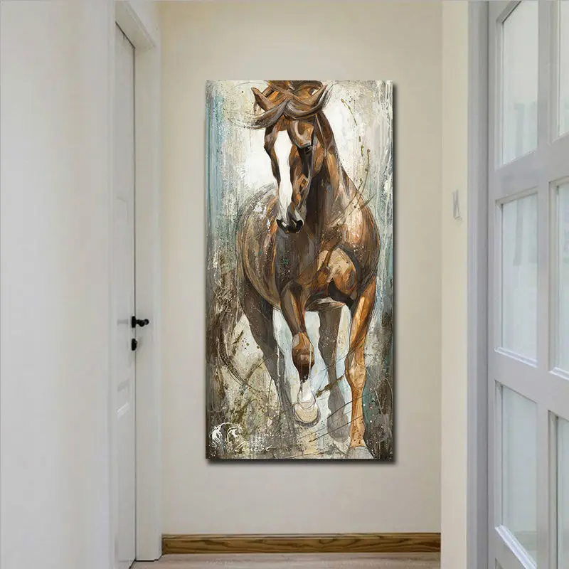 Современная вертикальная картина на холсте с изображением лошади, Cuadros Paintings на стене, домашний декор, постеры, печати, картины искусства без рамы.