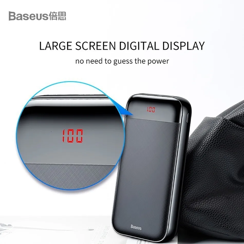 Baseus 20000 мАч Внешний аккумулятор для iPhone 11 Pro Max Xiao mi 20000 мАч портативное зарядное устройство Внешний аккумулятор USB C PD быстрая Внешняя батарея