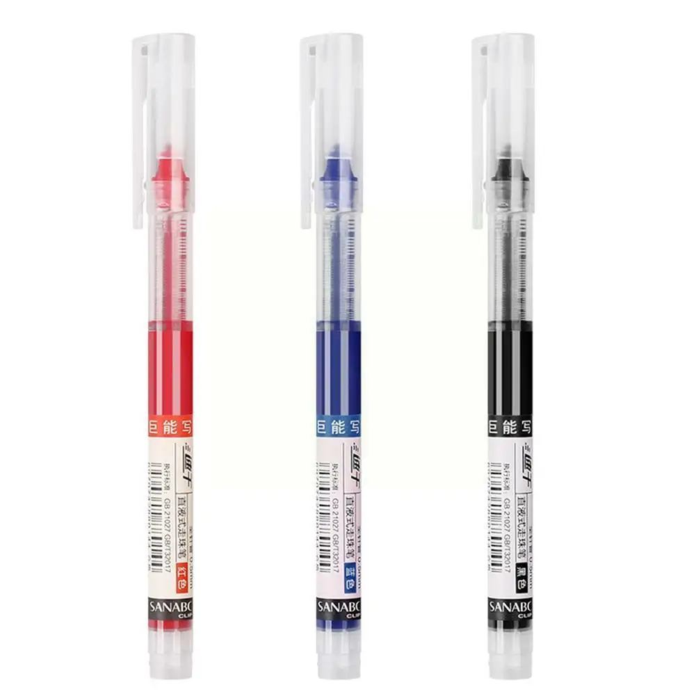 

3 Colors Ink Straight Liquid Gel Pen Set Colorful Liquid Rollerball Pen Office Font Pens Stationery Artistic School 0.5mm R P0g5