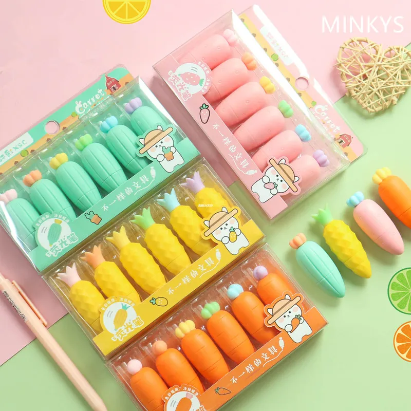 

Новое поступление MINKYS 6 шт./лот кавайная маркер в виде моркови ананаса фруктов маркер ключевые слова ручка подарок Офисные канцелярские принадлежности
