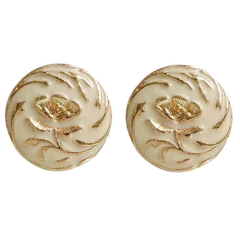 

Mihan S925 needle Modern Jewelry Round Earrings 2021 New Design Metal Golden Plating Texture White Navy Stud Earrings For Girl