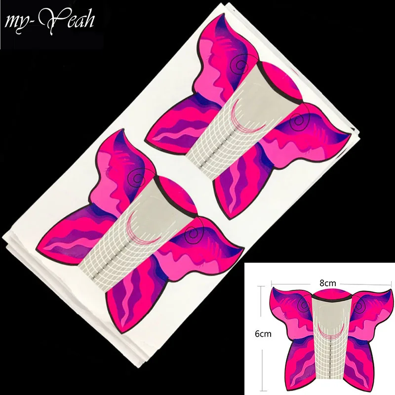 100 шт Бабочка Дизайн ногтей Французский акриловый УФ гель Советы Расширение