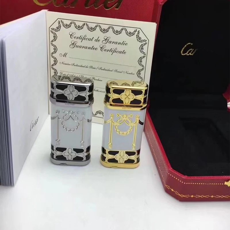 

100% new ceramic metal carving luxury lighter cigarette lighter open flame oblique fire French brand collection male gift