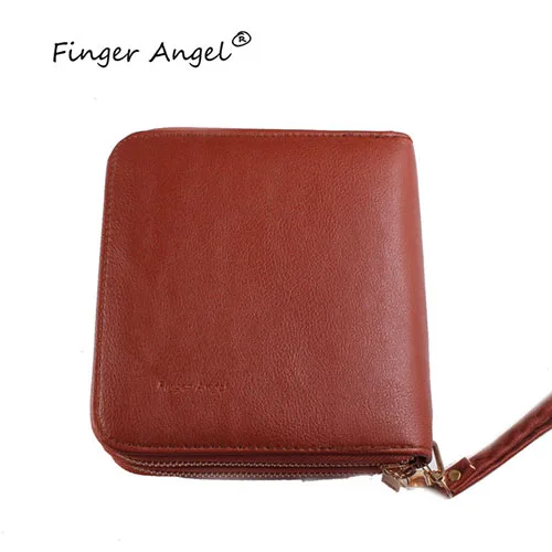 Finger Angel 192 слотов из искусственной кожи дизайн ногтей тиснение двойной слой изображения пластины чехол/папка держатель для тарелок сумка для хранения# HQ067 - Цвет: BROWN