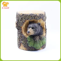 nordic black bear silicone mould forest bear and wood creative candle plaster resin and other home decoration tools