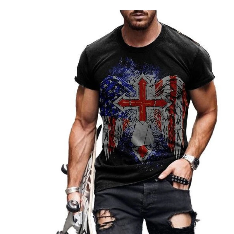 

2020 Casual Short Sleeve Star Print Gray Color Men's T-shirt Summer Oversize 3D O-neck Pullover Loose Tops